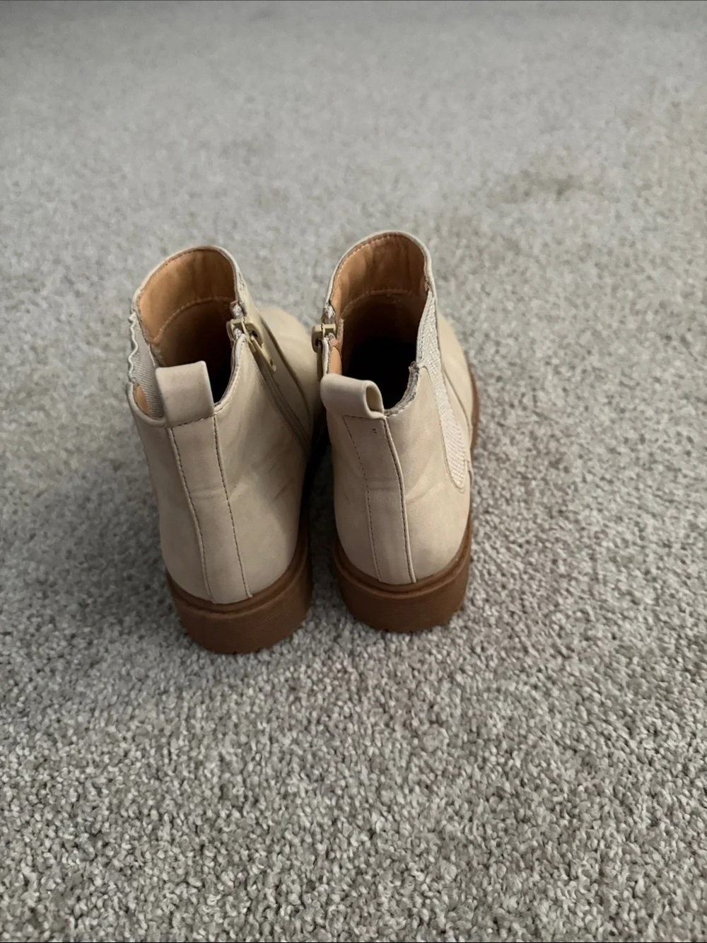 Zby Girls Neutral Chelsea Booties with Side Zip